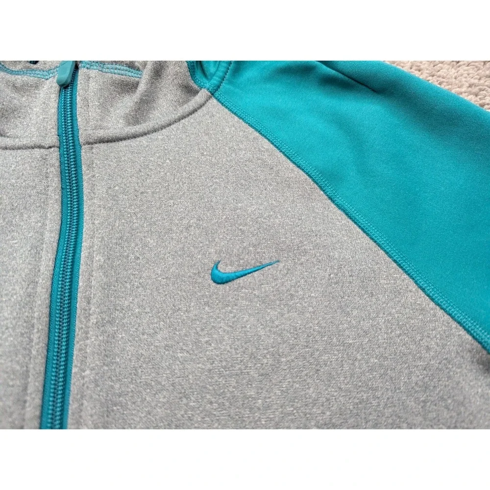 Nike Therma Fit Hoodie Womens Medium Sweatshirt Full Zip Logo Fleece‎ Green